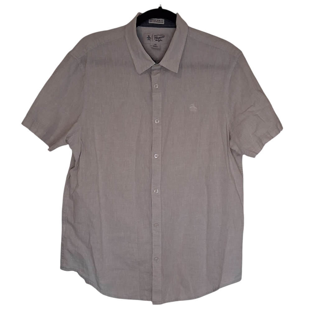 Original Penguin Short Sleeve Button-Down Shirt — Light Taupe